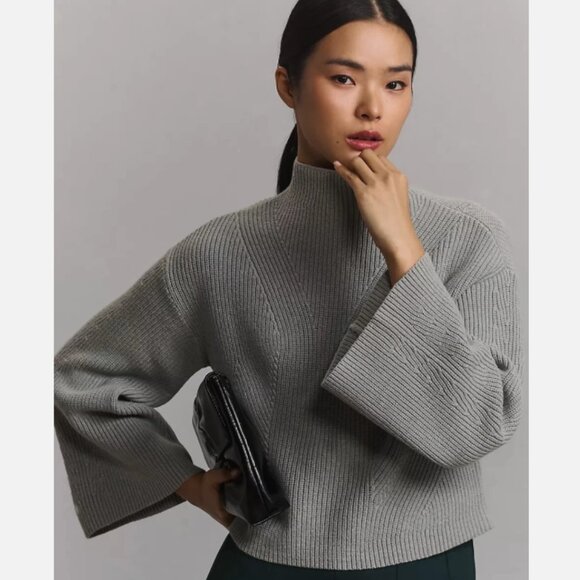 Brand New The Katey Mock-Neck Bell-Sleeve Sweater by Maeve - Picture 3 of 7